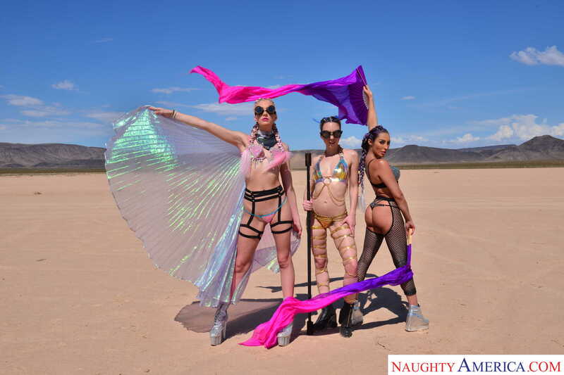 American Daydreams Christiana Cinn, Jade Nile, Kenna James porn scene 'Burning Dude at the playa and you get to fuck 3 chicks ' - Christiana Cinn, Jade Nile, Kenna James , and Naughty America are posing in the desert.