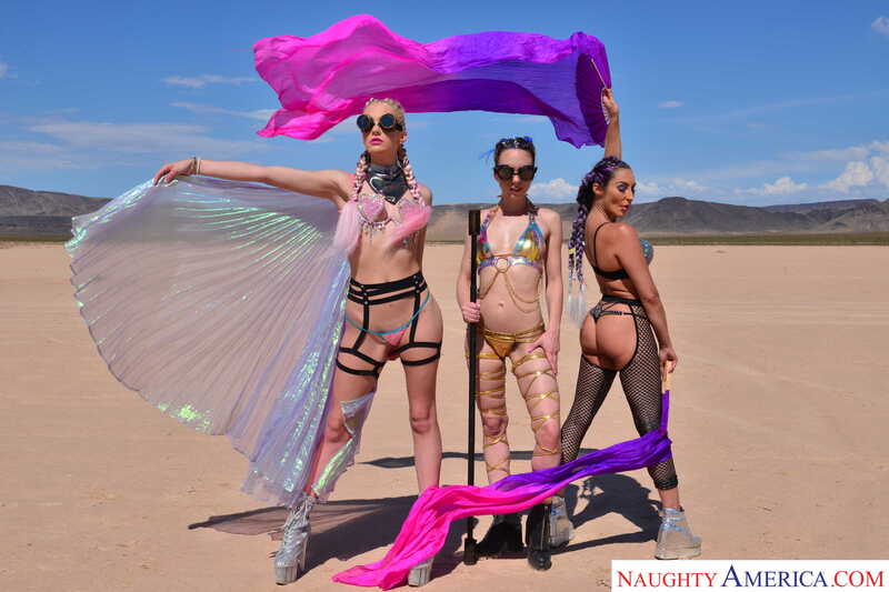 In the Christiana Cinn, Jade Nile, Kenna James American Daydreams porn scene 'Burning Dude at the playa and you get to fuck 3 chicks ', Christiana Cinn, Jade Nile, Kenna James , and Naughty America.com