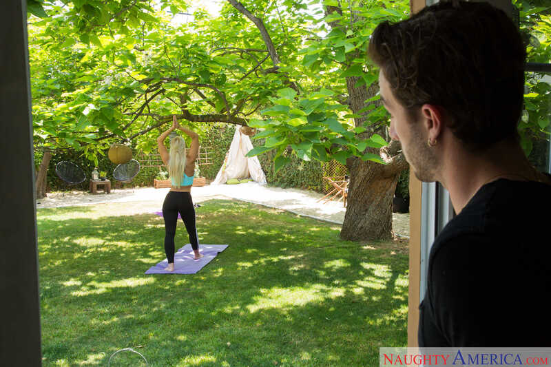 In the London River My Friend's Hot Mom porn scene 'London River', London River a is doing yoga in a yard while a man watches.