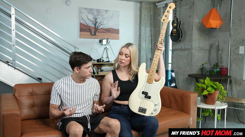 My Friend's Hot Mom Sydney Paige porn scene 'Blonde MILF Sydney Paige teaches son's friend how to finger his bass guitar... and her pussy' - Sydney Paige and her friend talk about her new bass guitar.