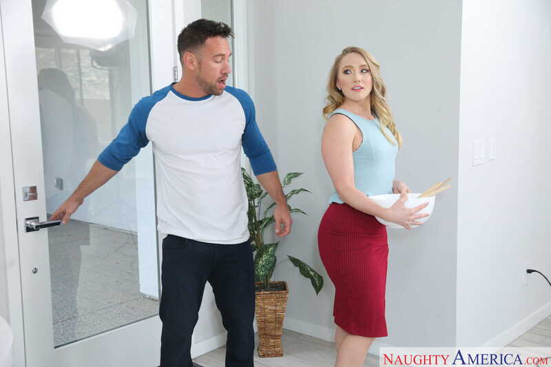 In the AJ Applegate My Wife's Hot Friend porn scene 'A.J. Applegate Whips Up a Creampie From a Married Man!', AJ Applegate and Josh Meyers star in Naughty America's latest video.