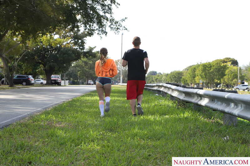 Naughty America Sofie Reyez porn scene 'Sofie Reyez enjoys some step brother cock' - Sofie Reyez is running down the road with a man in red shorts.