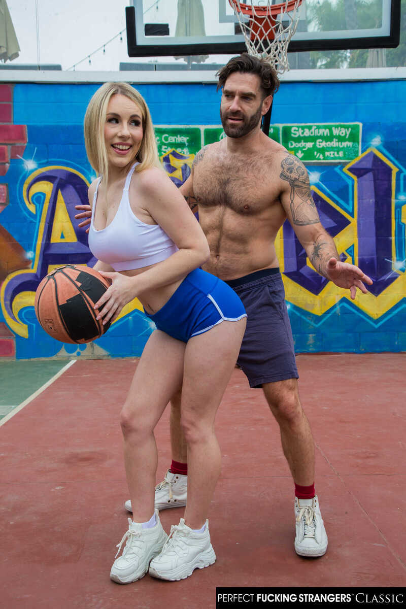 Perfect Fucking Strangers Bunny Madison porn scene 'Sexy blonde Bunny Madison play's with the balls of a stranger' - Bunny Madison and her perfect fucking strangers are playing basketball.