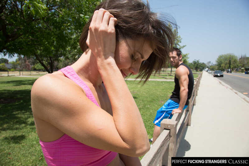 In the Jenni Lee Perfect Fucking Strangers porn scene 'Jenni Lee brings home stranger to fuck after morning run', Jenni Lee is a fitness model who is posing for a picture.