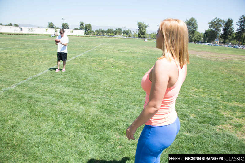 Perfect Fucking Strangers Krissy Lynn porn scene 'Krissy Lynn gets her wet pussy fucked by a stranger' - Krissy Lynn is in a field playing football with a man.