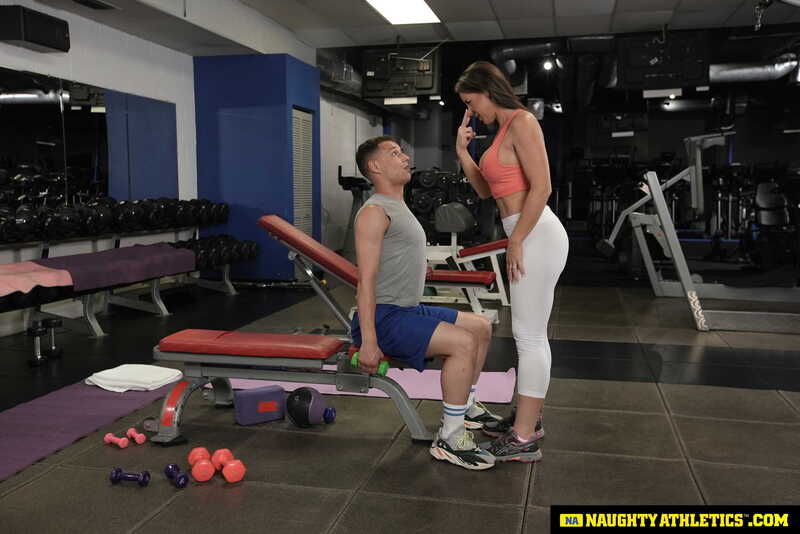 Scene from Naughty America Riley Jacobs porn video 'Sexy and fit Riley Jacobs gives one wet workout on a big cock' where Riley Jacobs is a personal trainer at Naughty Athletics.