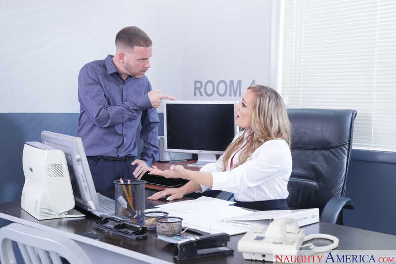 Scene from Naughty America Tucker Stevens porn video 'MILF Tucker Stevens fucking in the office with her blue eyes' where Tucker Stevens is a real estate agent who specializes in selling foreclosed homes.