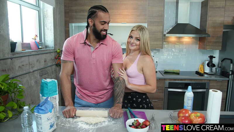 In the Jill Taylor Naughty America porn scene 'Cute blonde Jill Taylor loves her pie filled with cream' from Teens Love Cream, Jill Taylor and her boyfriend are making a cake together.